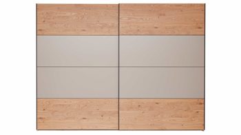 Kleiderschrank Interliving aus Holz in Grau Interliving Schlafzimmer Serie 1024 – Schwebetürenschrank 982744 Design 25,  Taupe & Balkeneiche - zwei Türen, Breite ca. 241 cm