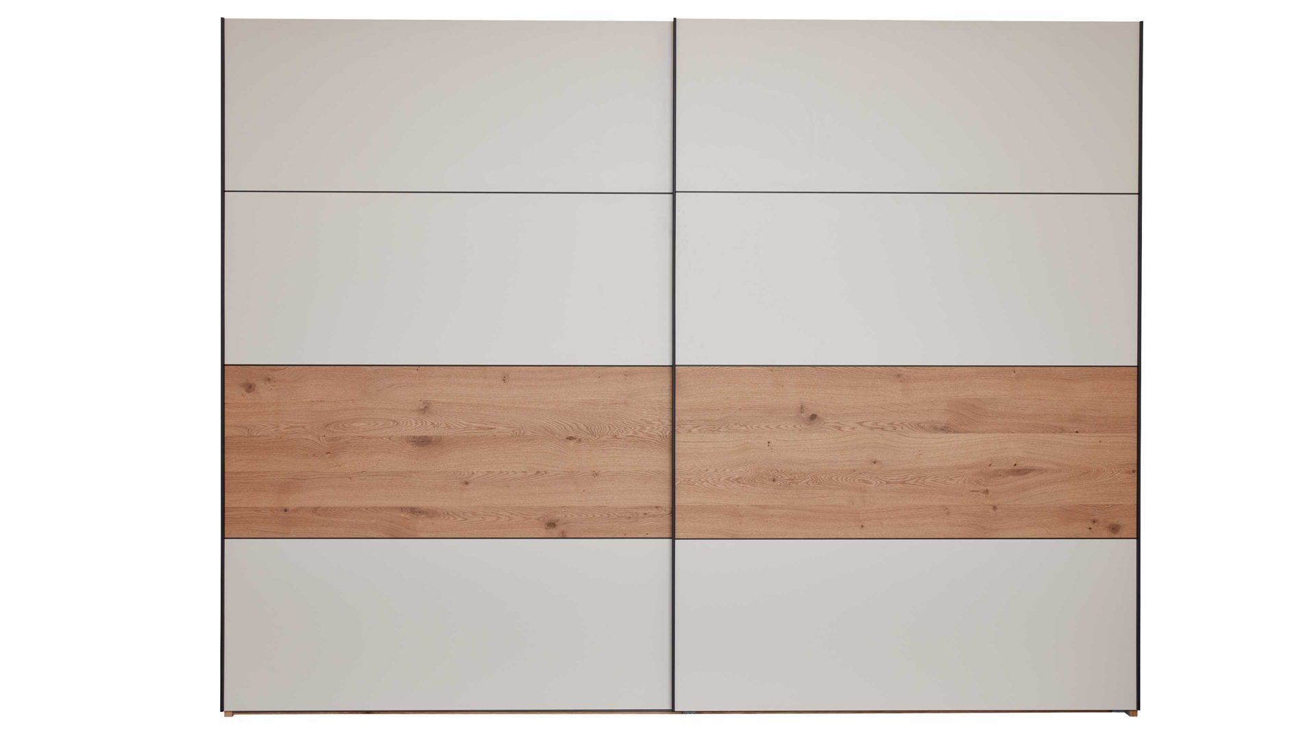 Kleiderschrank Interliving aus Holz in Beige Interliving Schlafzimmer Serie 1024 – Schwebetürenschrank 983006 Design 27,  Sand & Balkeneiche - zwei Türen, Breite ca. 301 cm