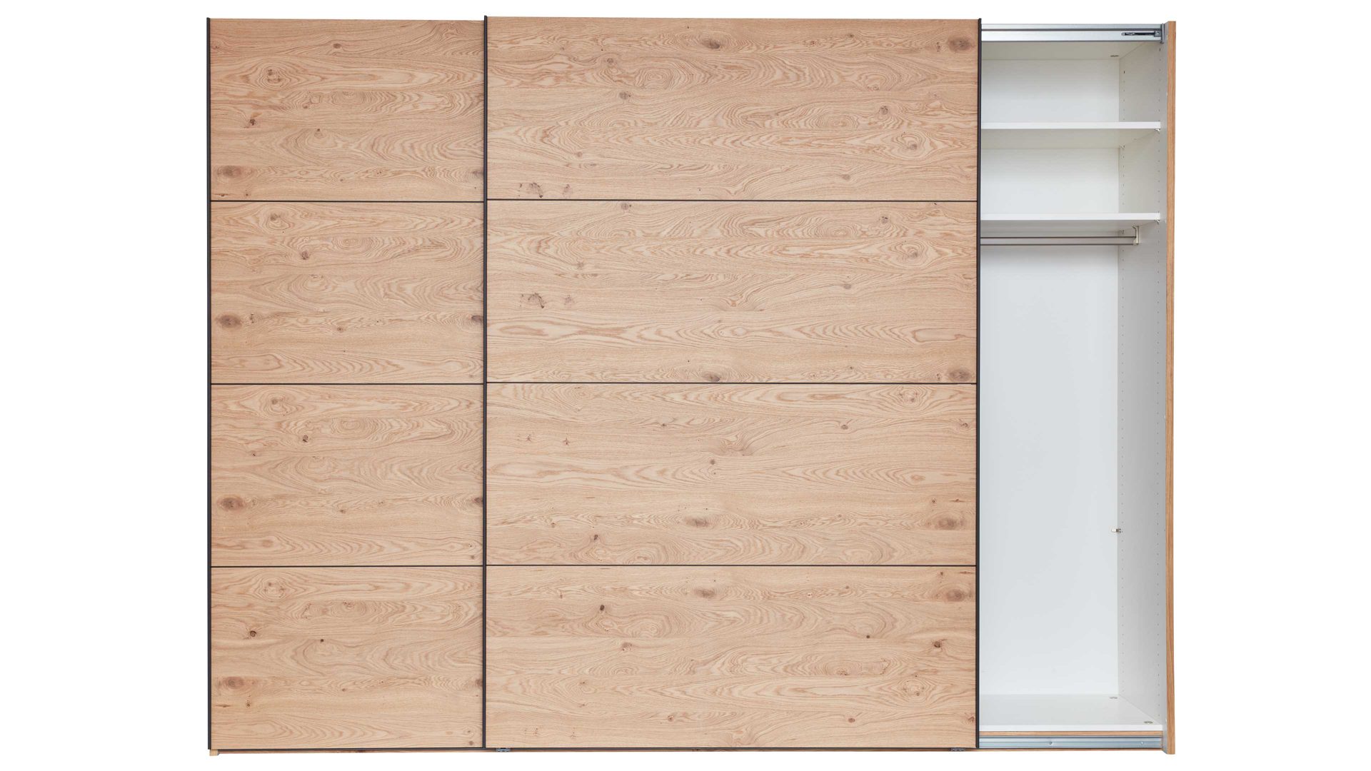 Kleiderschrank Interliving aus Holz in Holzfarben Interliving Schlafzimmer Serie 1024 – Schwebetürenschrank 983000 Design 24,  Balkeneiche - zwei Türen, Breite ca. 301 cm