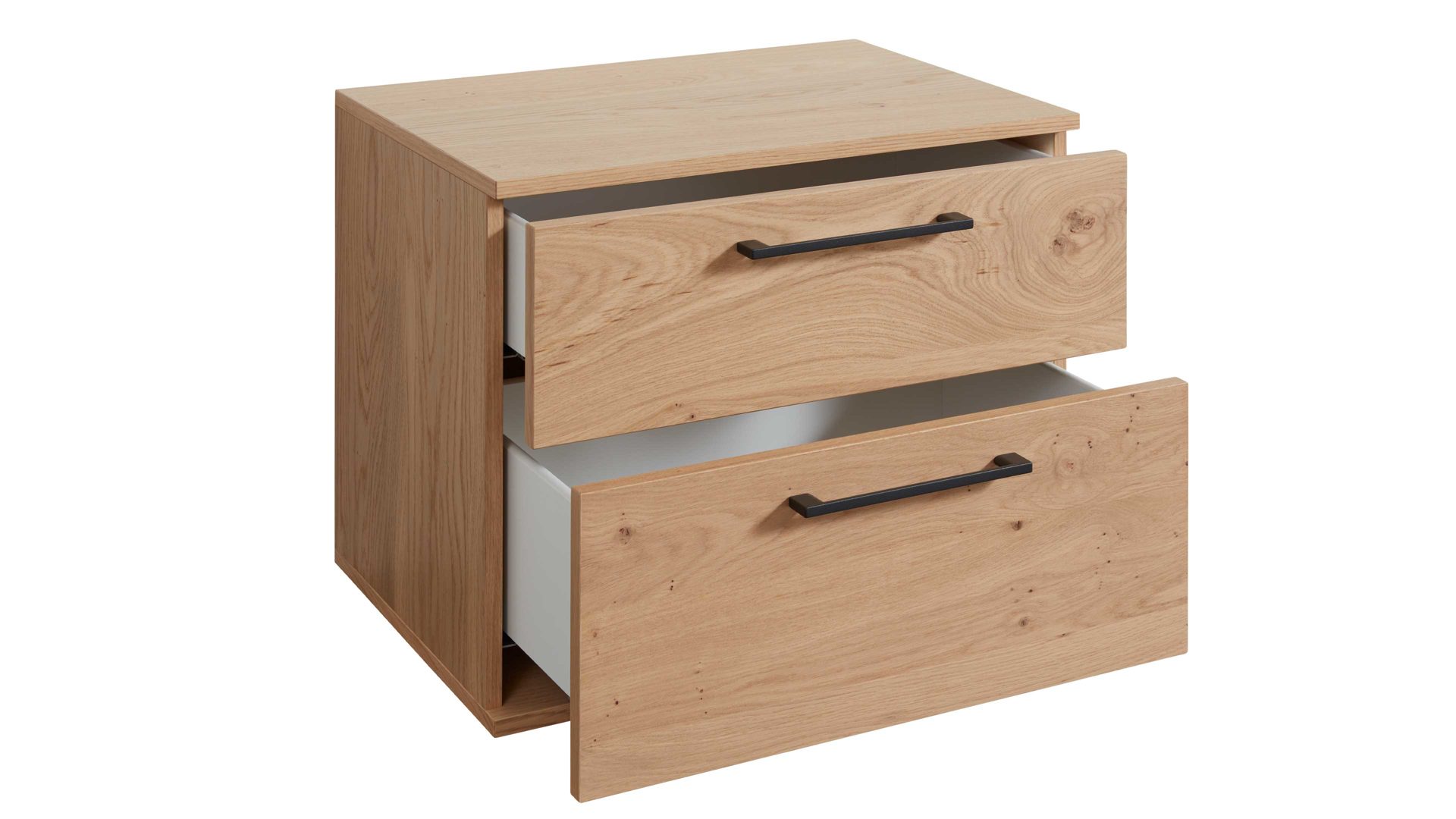 Nachtkommode Interliving aus Holz in Holzfarben Interliving Schlafzimmer Serie 1024 – Nachtkommode 22003 zwei Schubladen, Balkeneiche - Breite ca. 60 cm