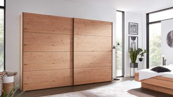 Kleiderschrank Interliving aus Holz in Holzfarben Interliving Schlafzimmer Serie 1024 – Schwebetürenschrank 983300 Design 24,  Balkeneiche - zwei Türen, Breite ca. 331 cm