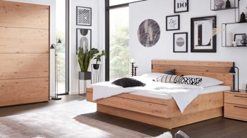 Bettgestell Interliving aus Holz in Holzfarben Interliving Schlafzimmer Serie 1024 – Bettgestell 83538 schwebend, Liegefläche ca. 140 x 200 cm - Balkeneiche