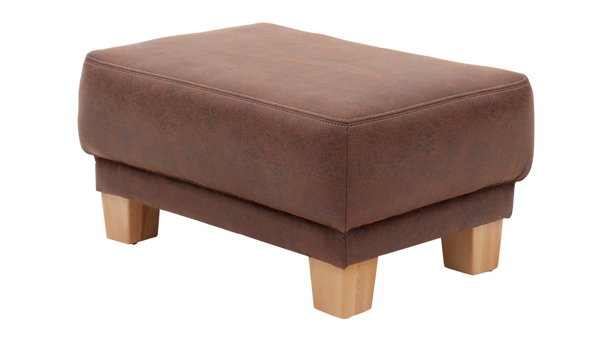 Polsterhocker Interliving aus Stoff in Dunkelbraun Interliving Sofa Serie 4252 – Polsterhocker 30016 schokobrauner Stoff Büffel & Buchenholzfüße – ca. 125 x 65 cm
