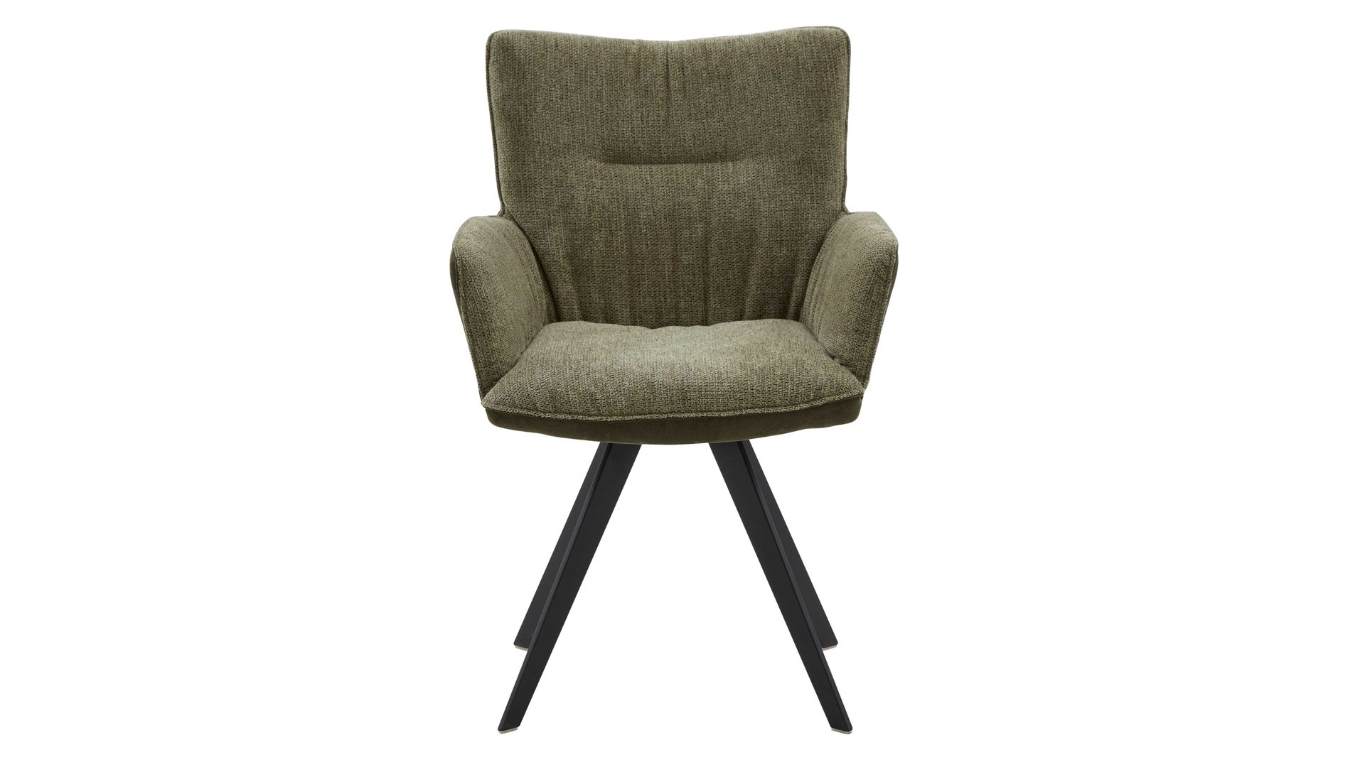 Polsterstuhl Interliving aus Stoff in Grün Interliving Esszimmer Serie 5111 – Schalensessel 9222-04 Rückholfunktion - grüne Bezugkombi 955 & schwarzes Eisen