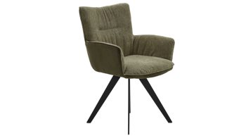 Polsterstuhl Interliving aus Stoff in Grün Interliving Esszimmer Serie 5111 – Schalensessel grüne Bezugkombi 955 & schwarzes Eisen