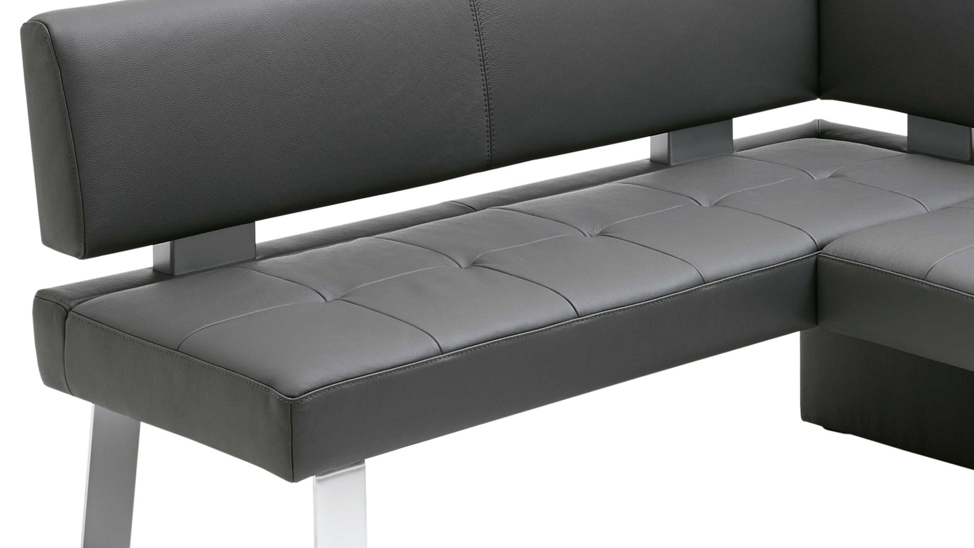 Eckbank modulmaster aus Leder in Dunkelgrau Modulmaster Game 1 - Eckbank grauer LongLife-Dicklederbezug Bronco 88 – Stellfläche ca. 157 x 203 cm