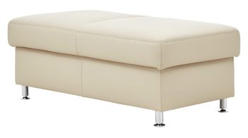 Polsterhocker modulmaster aus Leder in Beige Modulmaster MM-PN1049 - XXL-Hocker ecrufarbenes Leder Torro & Metallfüße - ca. 130 x 65 cm