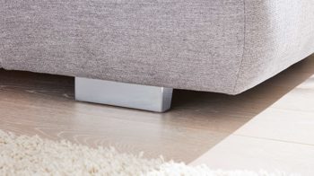 Polsterhocker modulmaster aus Stoff in Hellgrau Modulmaster MM-MP1044 - XXL-Funktionshocker silberfarbene Chenille Calido & Metallfüße - ca. 129 x 64 cm