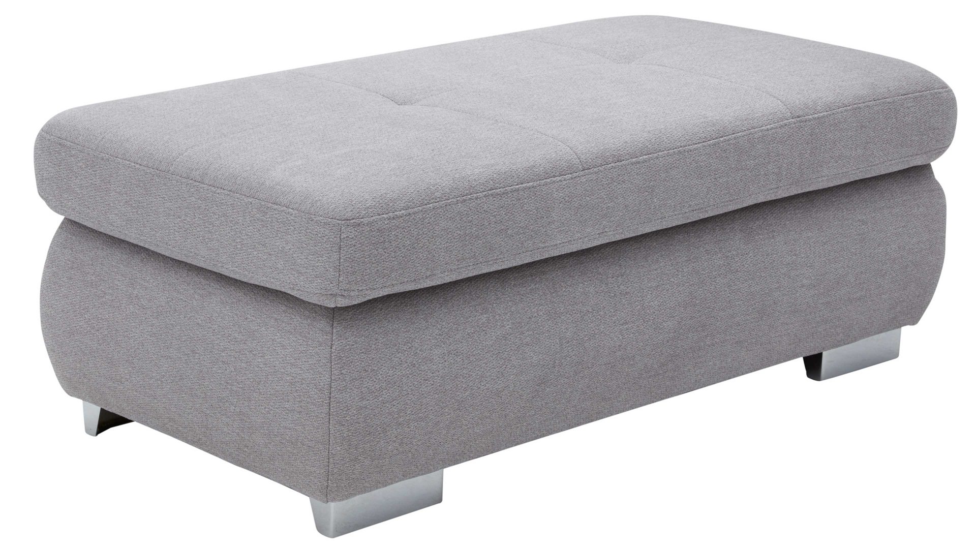 Polsterhocker modulmaster aus Stoff in Hellgrau Modulmaster MM-MP1044 - XXL-Funktionshocker silberfarbene Chenille Calido & Metallfüße - ca. 129 x 64 cm