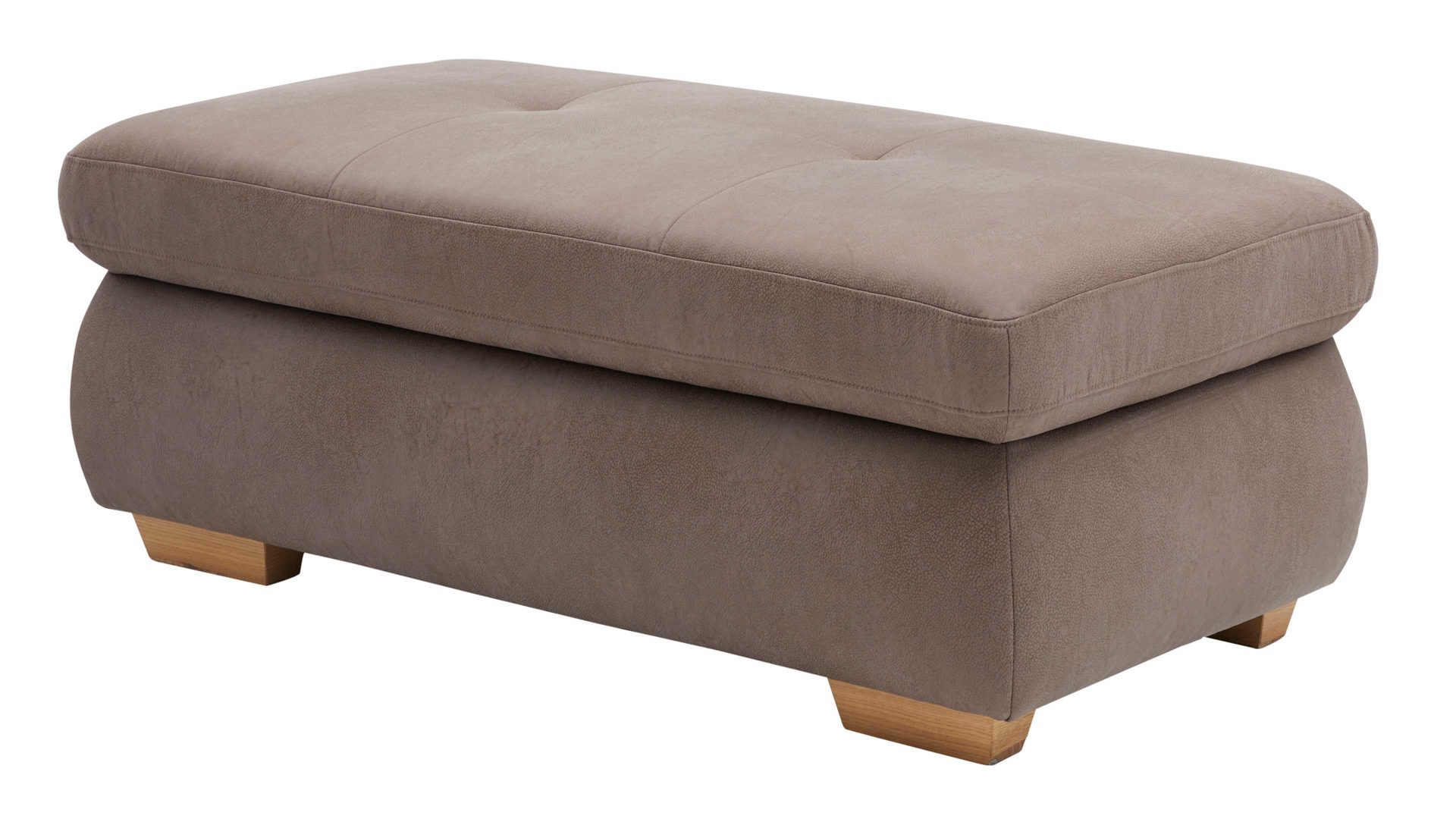 Polsterhocker modulmaster aus Stoff in Braun Modulmaster MM-MP1044 - XXL-Hocker nougatfarbene Mikrofaser Saddle & Holzfüße - ca. 129 x 64 cm