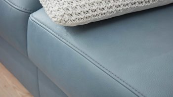 Ecksofa modulmaster aus Leder in Hellblau Modulmaster MM-PN1059 - Wohnlandschaft stahlblaues Leder Belvita & Metallfüße – Stellfläche ca. 322 x 210 cm