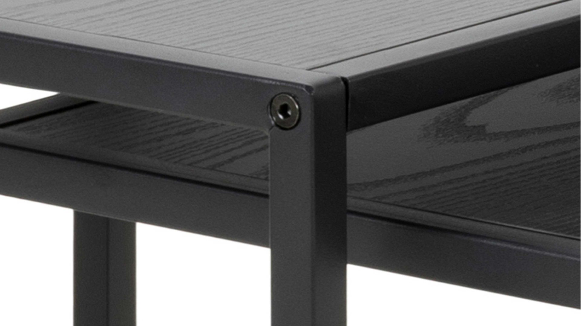 Beistelltisch-Set Actona group aus Holz in Schwarz Beistelltisch-Set Seaford im Industrielook bzw. Beistelltische schwarz Esche – zweiteilig