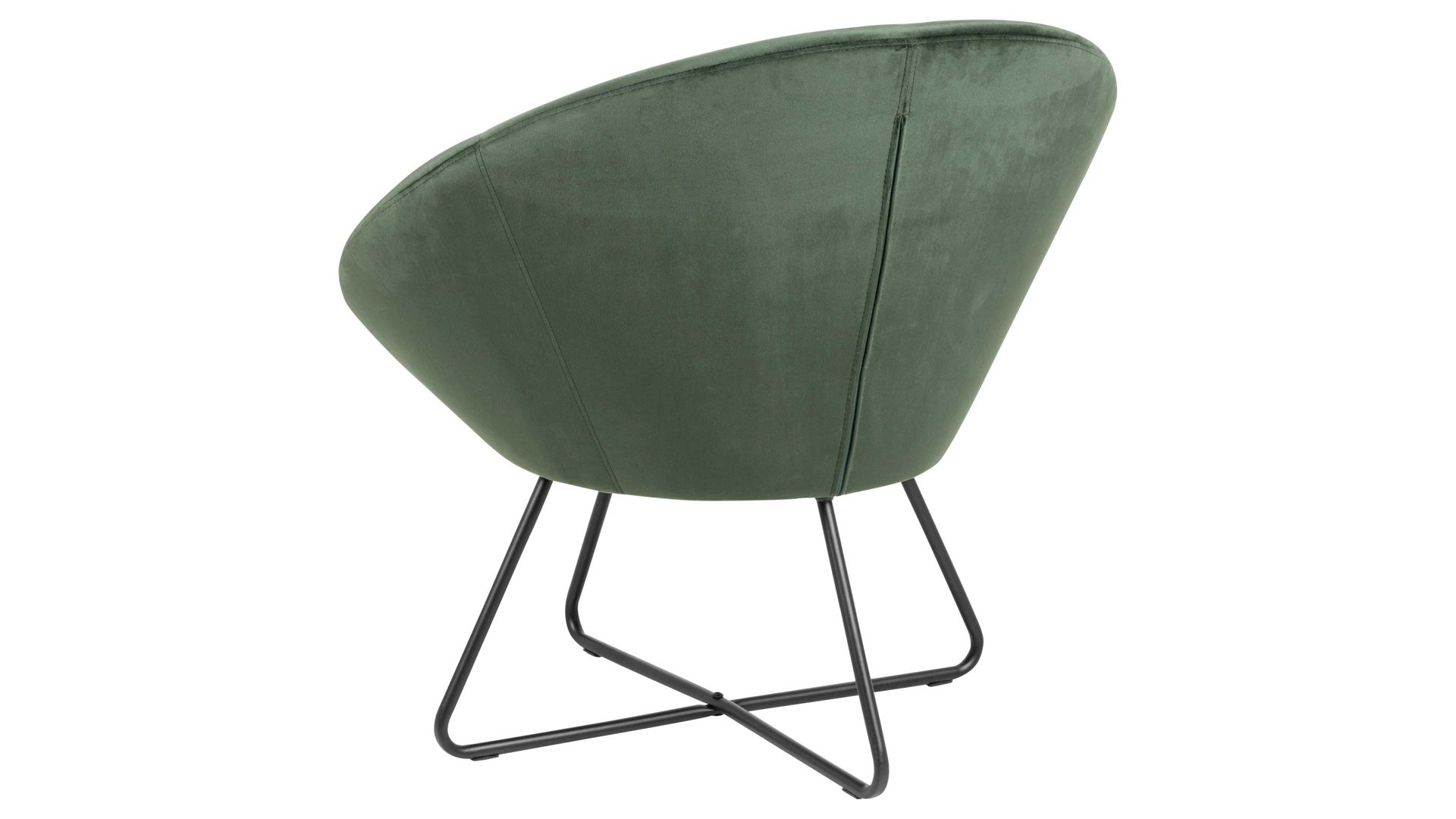 Lounge-Stuhl Actona group aus Stoff in Dunkelgrün Loungestuhl Center waldgrüner Samt Vic 68AC & schwarzes Metallgestell