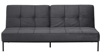 Schlafsofa Actona group aus Stoff in Dunkelgrau Schlafcouch Perugia als praktisches Schlafsofa dunkelgrauer Samt Vic 28 & schwarze Metallfüße