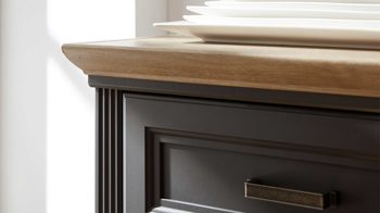 Sideboard Innostyle aus Holz in Dunkelgrau Möbelprogramm Jasmin - Sideboard Graphit & Artisan Eiche – zwei Türen, zwei Schubladen