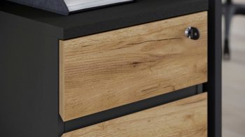 Rollcontainer Germania aus Holz in Holzfarben Rollcontainer Lissabon Graphit & Navarra-Eiche - drei Schübe