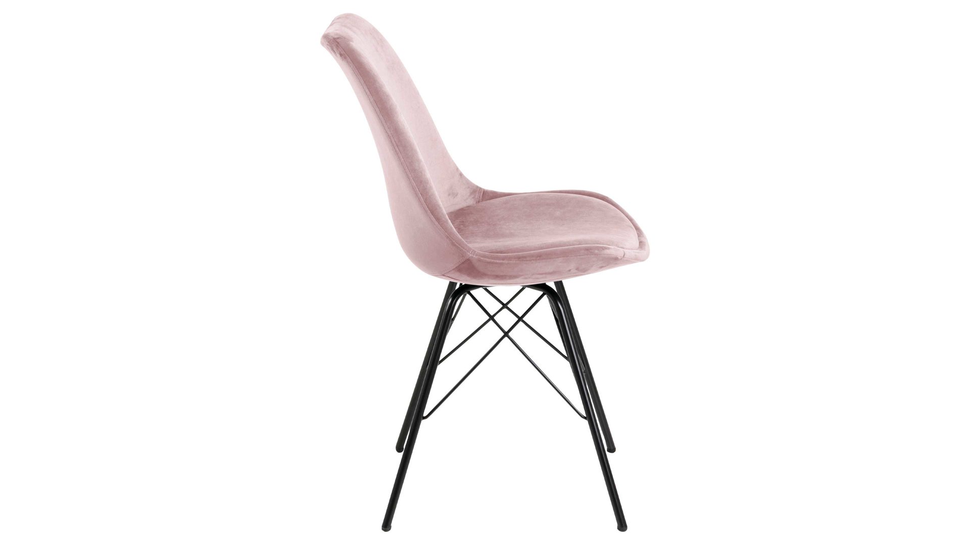 Vierfußstuhl Actona group aus Stoff in Pink Polsterstuhl Eris altrosa Samt Vic 18 & schwarze Metallfüße