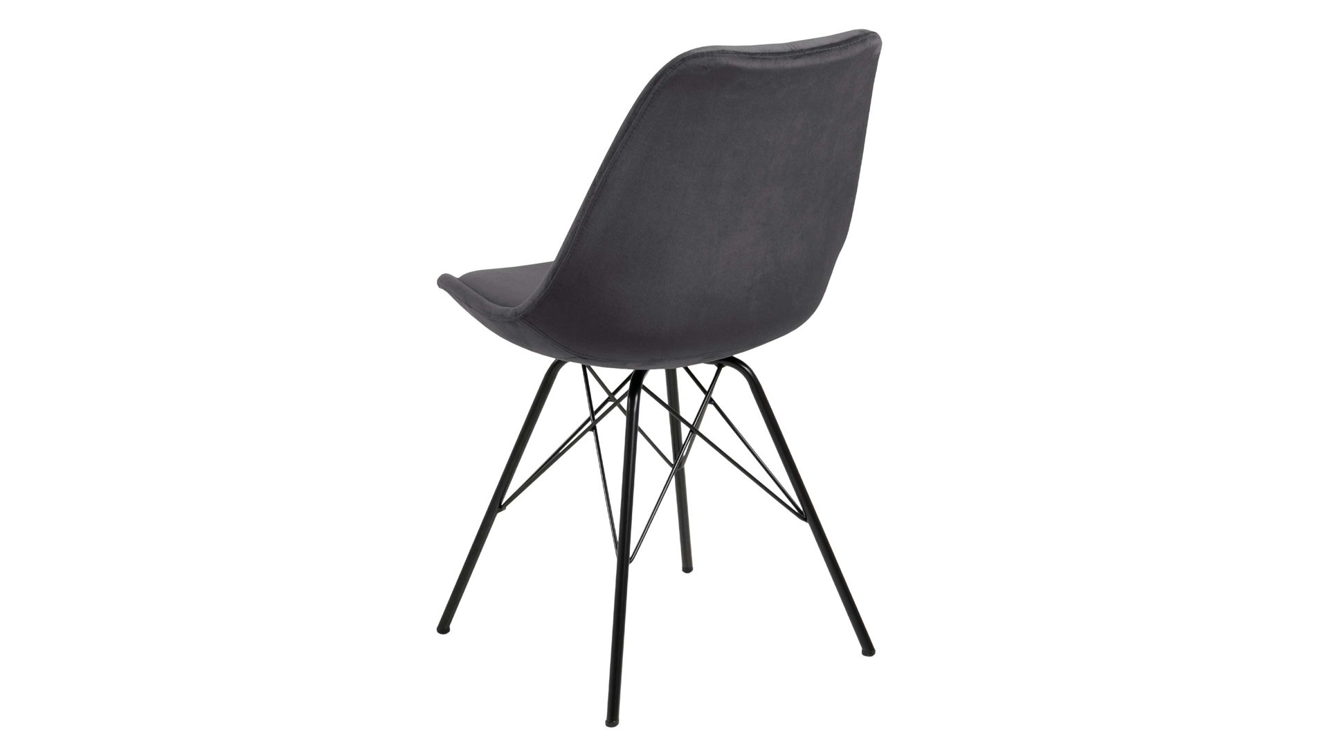 Vierfußstuhl Actona group aus Stoff in Dunkelgrau Polsterstuhl Eris dunkelgrauer Samt Vic 28 & schwarze Metallfüße