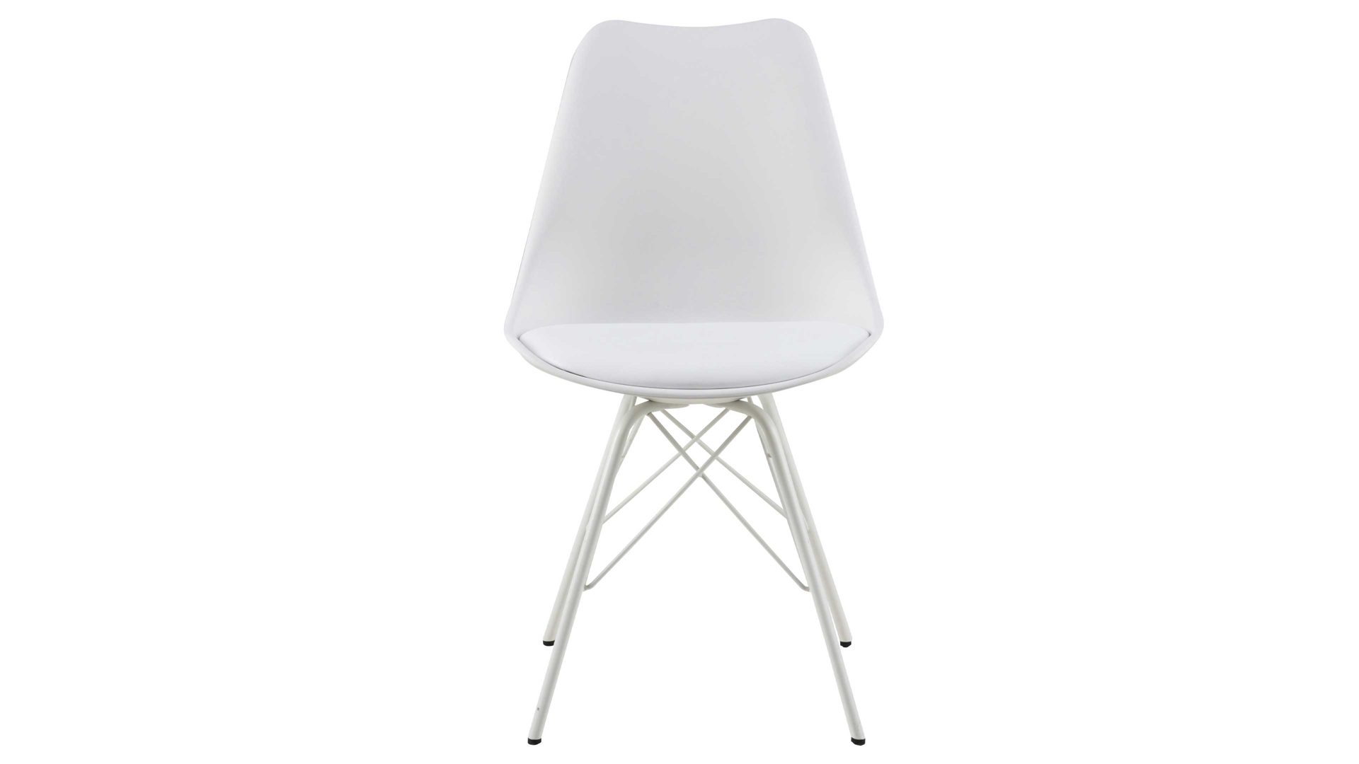 Vierfußstuhl Actona group aus Stoff in Weiß Polsterstuhl Eris weißes Kunstleder D160 & weiße Metallfüße