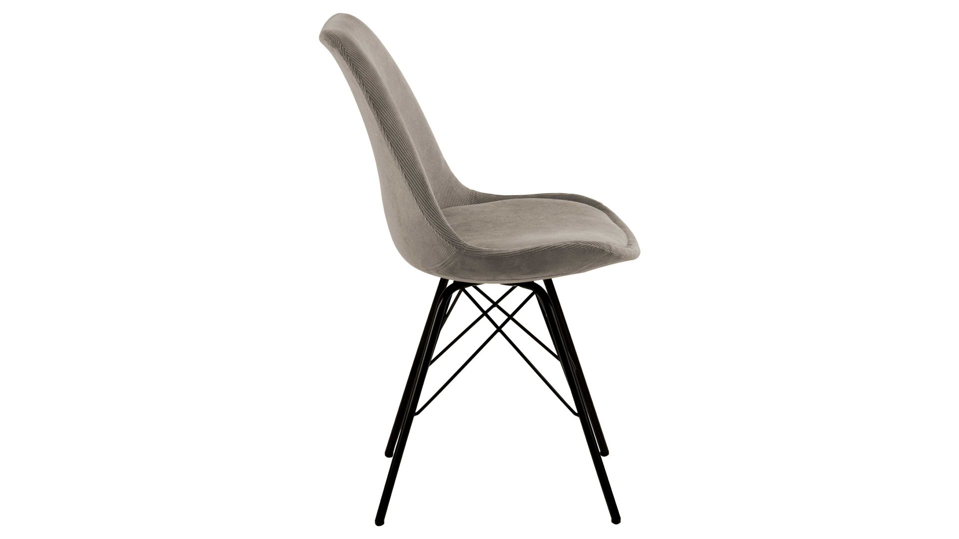 Vierfußstuhl Actona group aus Stoff in Beige Polsterstuhl Eris beiger Feincord Wind 70 & schwarze Metallfüße