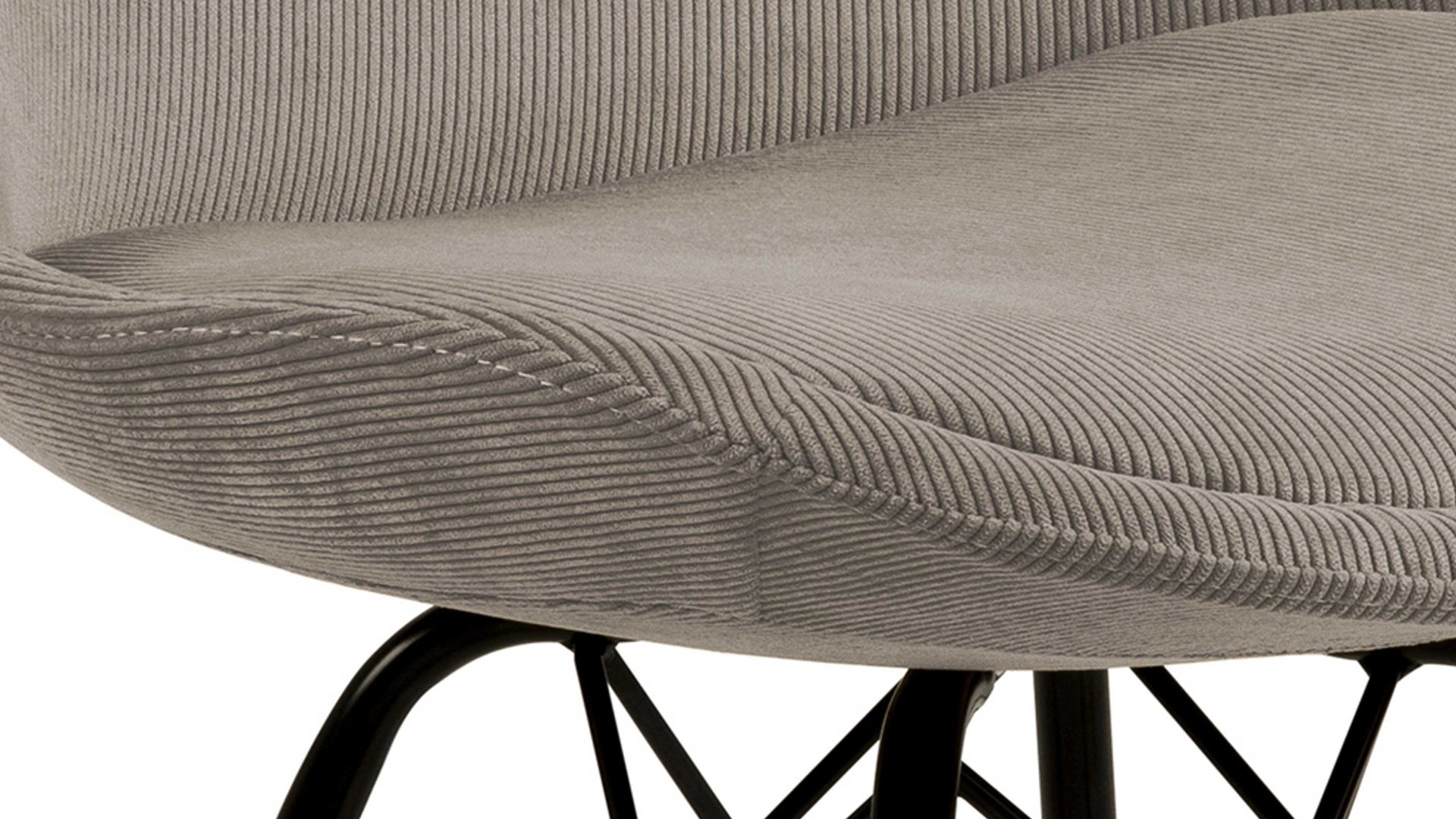 Vierfußstuhl Actona group aus Stoff in Beige Polsterstuhl Eris beiger Feincord Wind 70 & schwarze Metallfüße