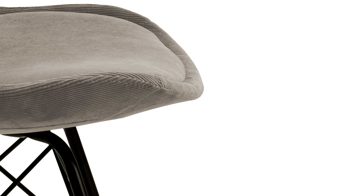 Vierfußstuhl Actona group aus Stoff in Beige Polsterstuhl Eris beiger Feincord Wind 70 & schwarze Metallfüße