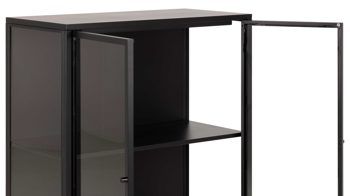 Vitrine Actona group aus Metall in Schwarz Metallmöbel Newcastle - Vitrine Schwarz & Klarglas - zwei Türen, Höhe ca. 99 cm