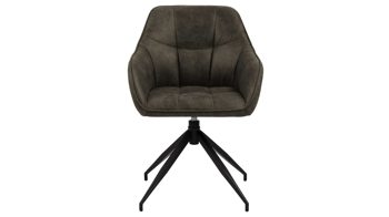 Vierfußstuhl Actona group aus Stoff in Dunkelgrün Armlehnstuhl Brenda mit Drehfunktion olivgrüner Bezug Preston 38 & schwarze Metallfüße