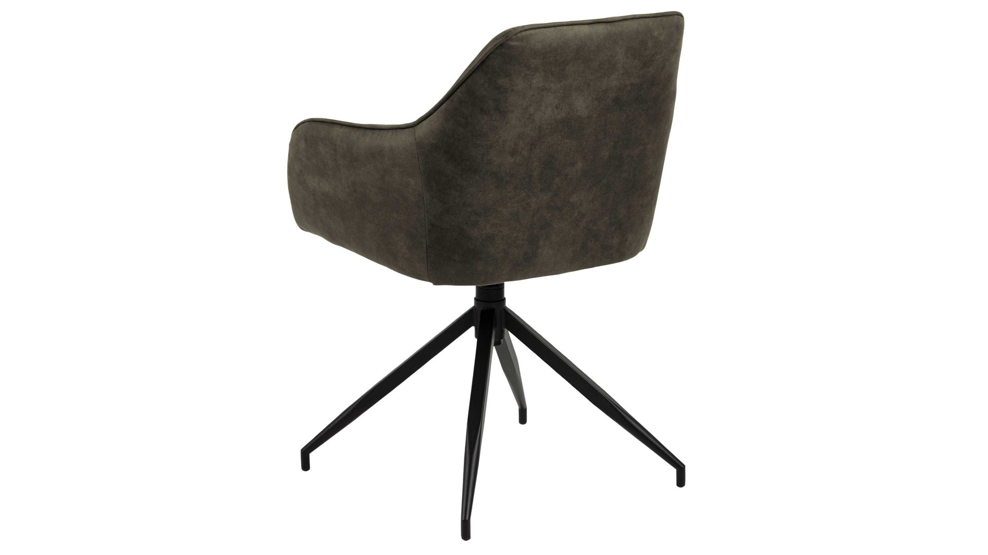 Vierfußstuhl Actona group aus Stoff in Dunkelgrün Armlehnstuhl Brenda mit Drehfunktion olivgrüner Bezug Preston 38 & schwarze Metallfüße