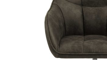 Vierfußstuhl Actona group aus Stoff in Dunkelgrün Armlehnstuhl Brenda mit Drehfunktion olivgrüner Bezug Preston 38 & schwarze Metallfüße