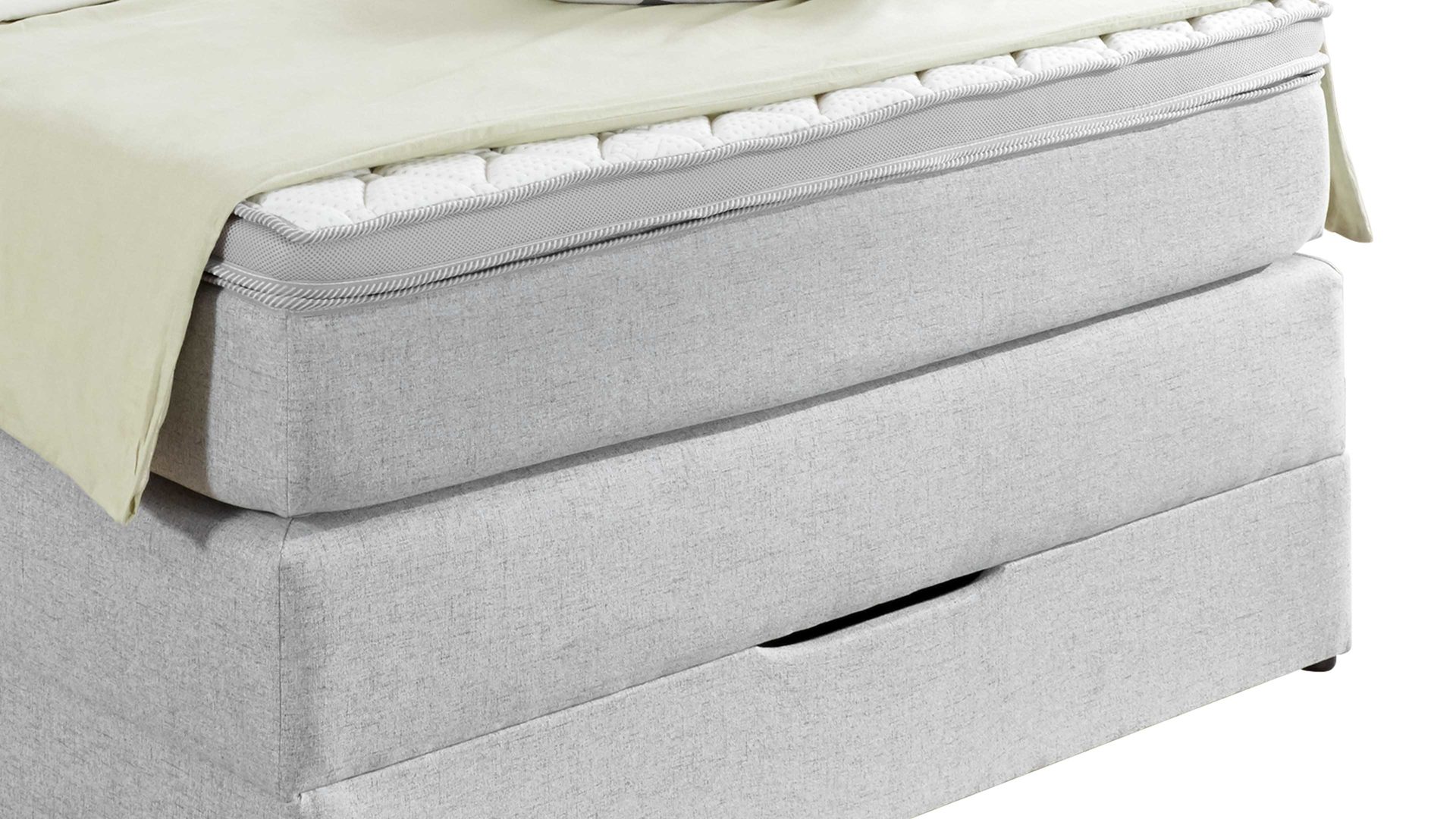 Boxspringbett Sun garden | 162739 aus Stoff in Hellgrau Boxspringbett Modesto hellgraues Flachgewebe MT50375-720 – Liegefläche ca. 140 x 200 cm