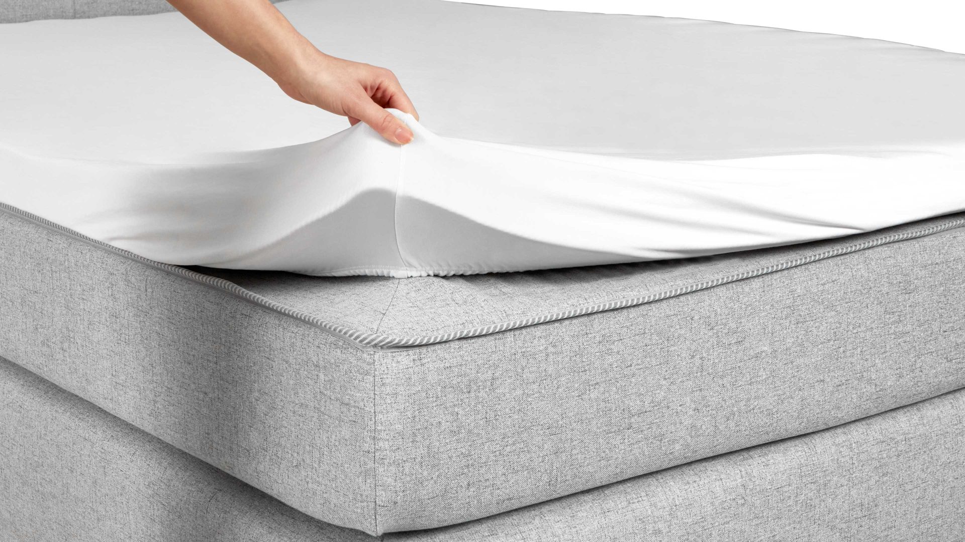 Boxspringbett Sun garden | 162739 aus Stoff in Hellgrau Boxspringbett Modesto hellgraues Flachgewebe MT50375-720 – Liegefläche ca. 140 x 200 cm