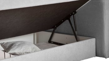 Boxspringbett Sun garden | 162739 aus Stoff in Hellgrau Boxspringbett Portage silbergrauer Stoffbezug 50456-720 – Liegefläche ca. 180 x 200 cm