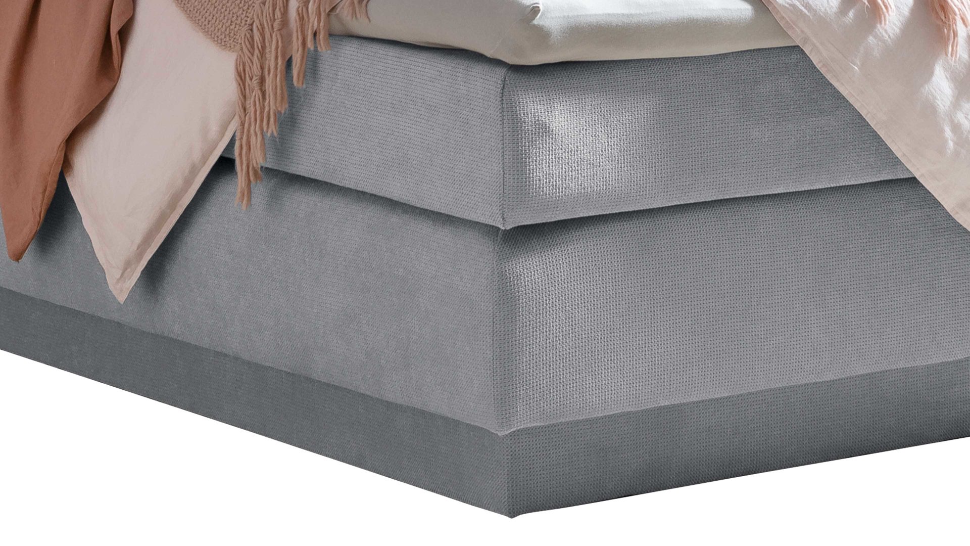 Boxspringbett Sun garden | 162739 aus Stoff in Hellgrau Boxspringbett Portage silbergrauer Stoffbezug 50456-720 – Liegefläche ca. 180 x 200 cm
