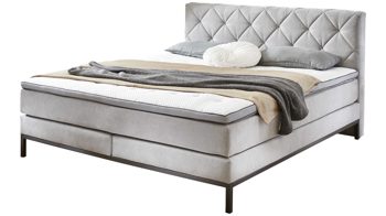 Boxspringbett Sun garden | 162739 aus Stoff in Hellgrau Boxspringbett Rockaway silbergrauer Stoffbezug 50456-720 – Liegefläche ca. 180 x 200 cm