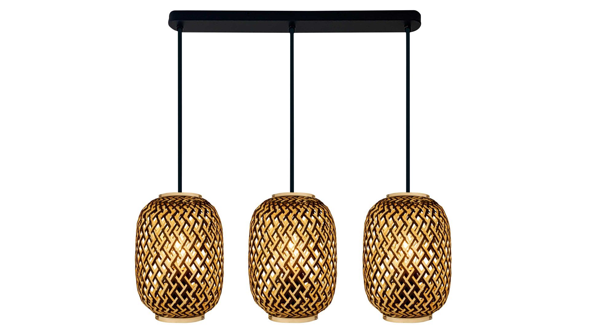 Pendelleuchte Fh fischer & honsel aus Holz in Holzfarben FH Hängeleuchte Hummel Bambusgeflecht – Länge ca. 71 cm