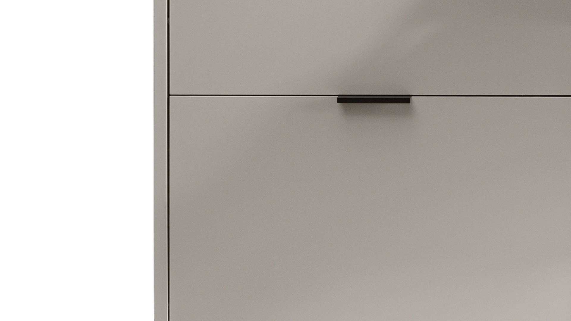 Schuhkipper Mäusbacher aus Holz in Hellgrau Kommodenserie Bonnie - Schuhschrank kreidegrauer Mattlack - vier Klapptüren, Breite ca. 120 cm