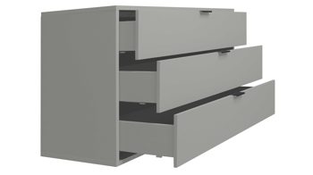 Schubladenkommode Mäusbacher i.i. aus Holz in Hellgrau Kommodenserie Bonnie - Schubladenkommode kreidegrauer Mattlack - drei Schubladen, Breite ca. 119 cm