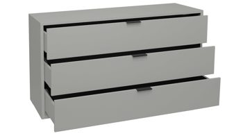 Schubladenkommode Mäusbacher aus Holz in Hellgrau Kommodenserie Bonnie - Schubladenkommode kreidegrauer Mattlack - drei Schubladen, Breite ca. 119 cm