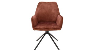 Vierfußstuhl Mca furniture aus Stoff in Braun Armlehnstuhl Ottawa rostbrauner Velours