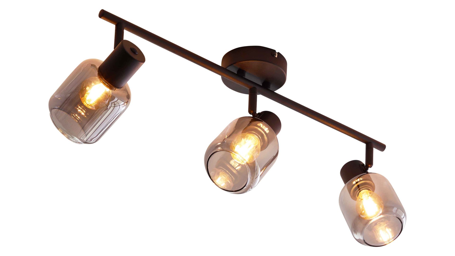 Deckenleuchte Interliving aus Glas in Grau Interliving Leuchten Serie 9341 - Deckenleuchte Rauchglas & Mattschwarz – Länge ca. 59 cm