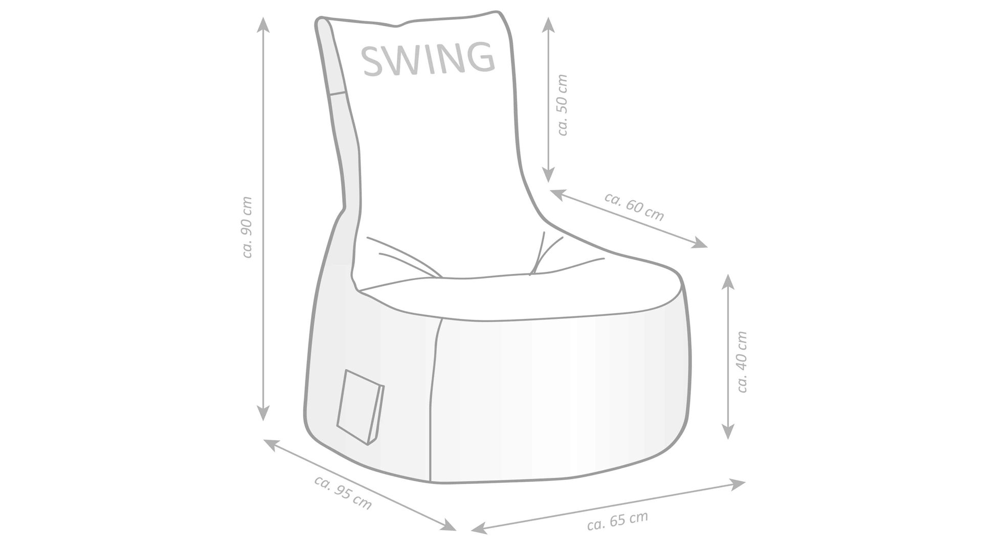 SITTING POINT Sitzsack-Sessel swing scuba®, graue Kunstfaser - ca. 95 x 90  x, Lamstedt, Cuxhaven, Bremerhaven
