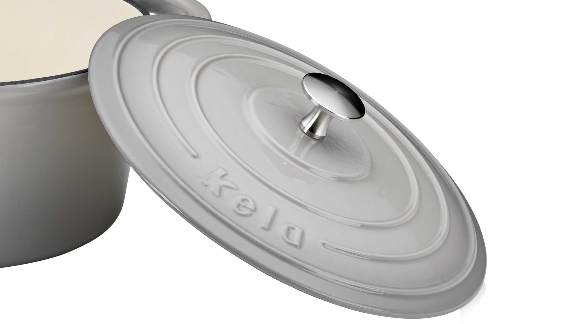 Bräter Kela | keck & lang aus Metall in Hellgrau kela Bräter Calido hellgraues Gusseisen - ca. 3,8 Liter