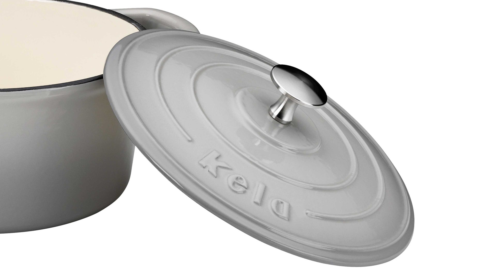 Bräter Kela | keck & lang aus Metall in Hellgrau kela Bräter Calido hellgraues Gusseisen - ca. 2,5 Liter