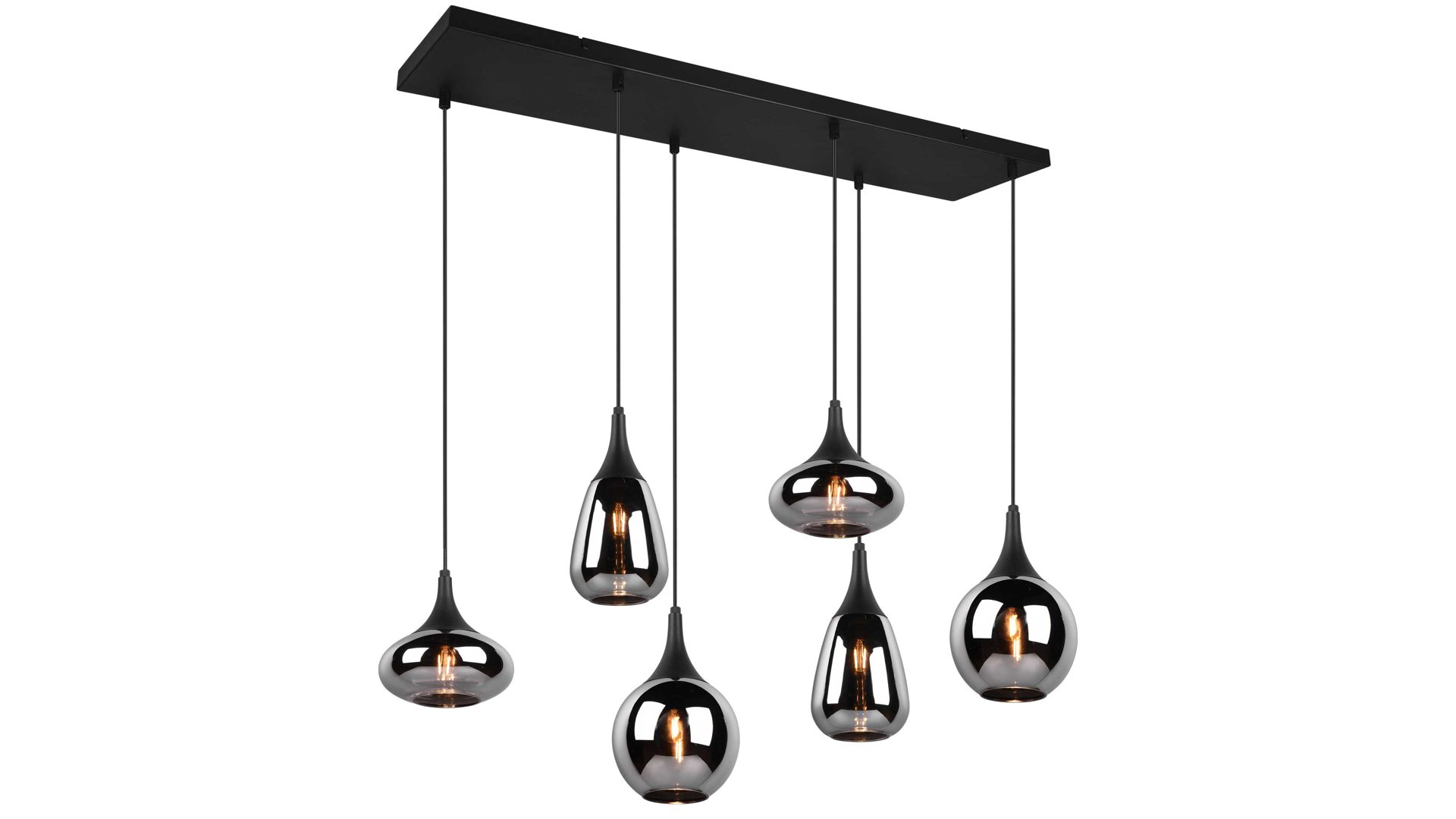 Pendelleuchte Trio lighting for you aus Glas in Chrom Trio Pendelleuchte Lumina schwarz & Glas - Breite ca. 93 cm