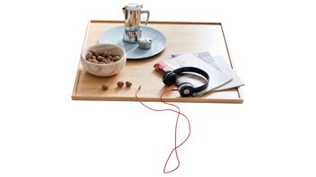 Tablett SOFAkultur aus Holz in Holzfarben SOFAkultur Programm SK 267 - Hocker-Tablett helles Holz - ca. 70 x 70 cm