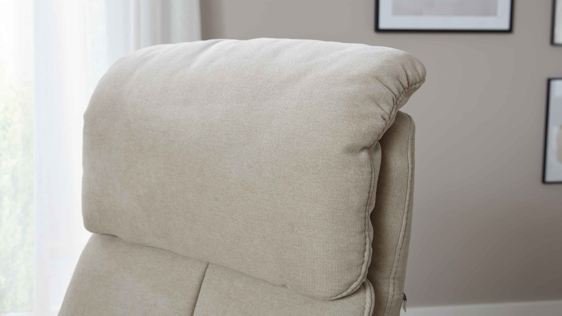 Relaxsessel comfortmaster besser sitzen, liegen, leben aus Stoff in Beige Comfortmaster CM-HU1157 - Relaxsessel B ecrufarbener Bezug Kira & Eiche bianco - Ergonomie piccolo