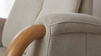 Relaxsessel comfortmaster besser sitzen, liegen, leben aus Stoff in Beige Comfortmaster CM-HU1157 - Relaxsessel B ecrufarbener Bezug Kira & Eiche bianco - Ergonomie piccolo