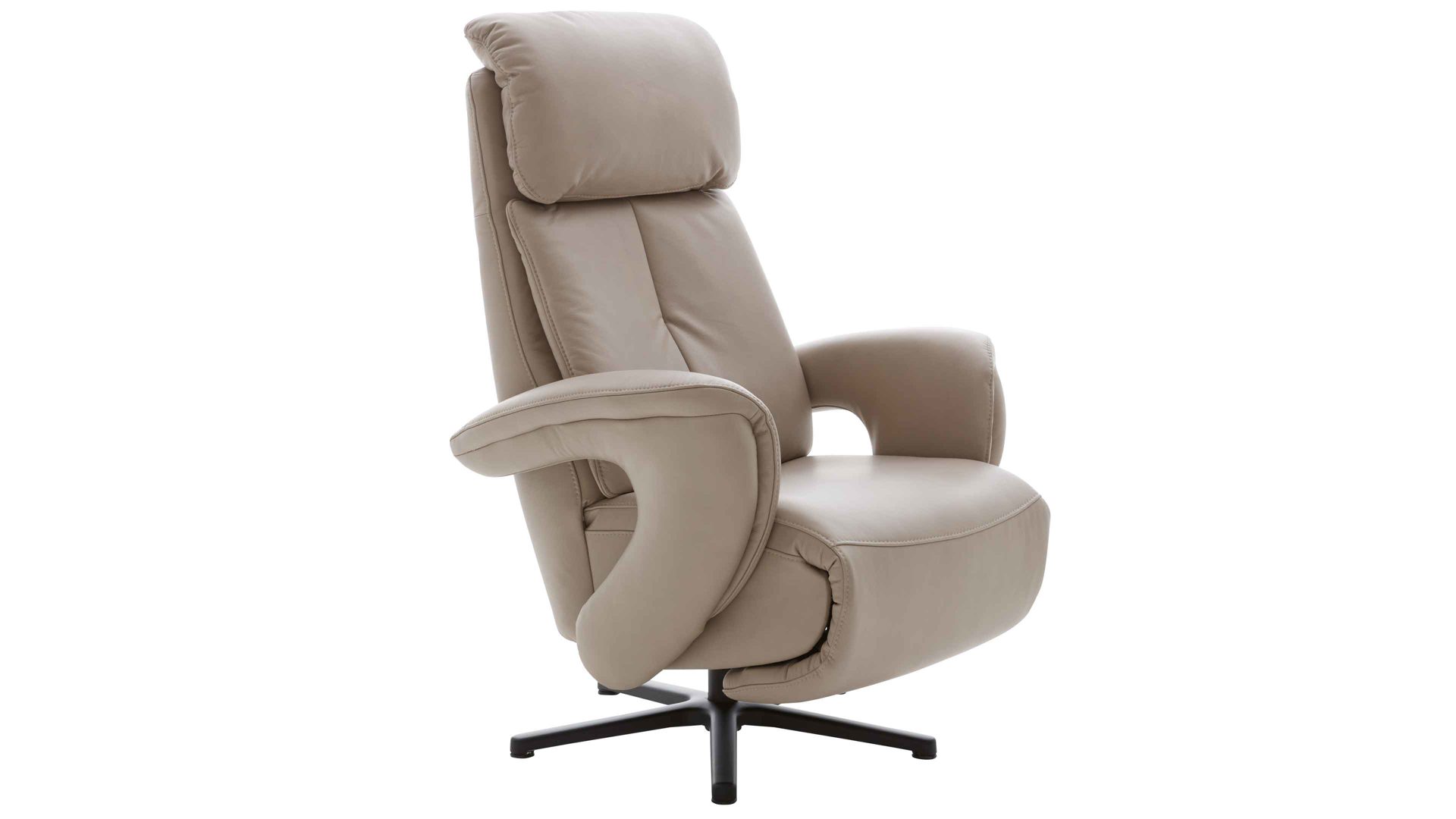 Relaxsessel comfortmaster besser sitzen, liegen, leben aus Leder in Hellgrau Comfortmaster CM-HU1157 - Relaxsessel B perlfarbenes LongLife-Leder Vivre & schwarzer Sternfuß - Ergonomie S
