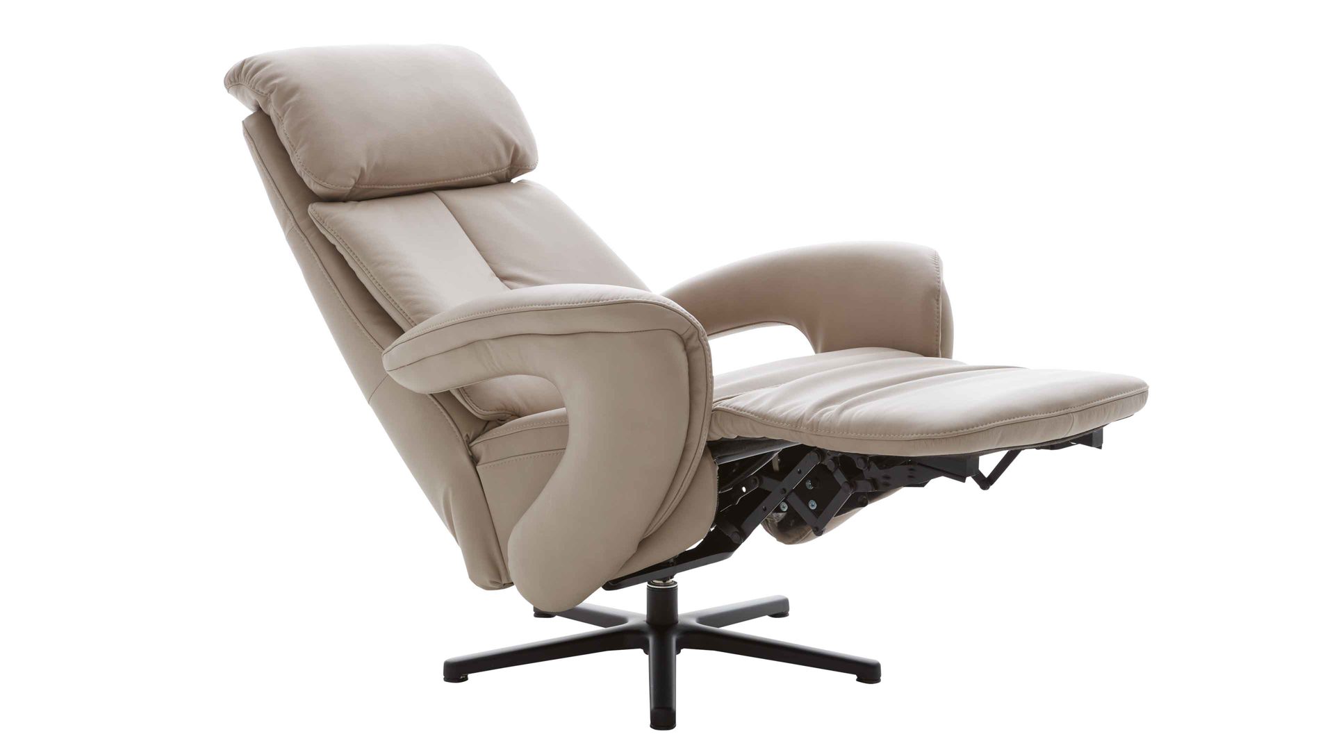 Relaxsessel comfortmaster besser sitzen, liegen, leben aus Leder in Hellgrau Comfortmaster CM-HU1157 - Relaxsessel B perlfarbenes LongLife-Leder Vivre & schwarzer Sternfuß - Ergonomie S